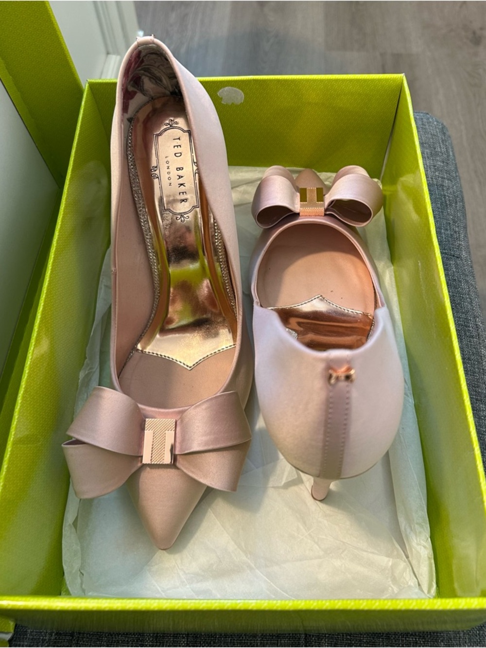 Ted Baker Blush Satin Pointed-Toe Bow Heels - Picture 6 of 8